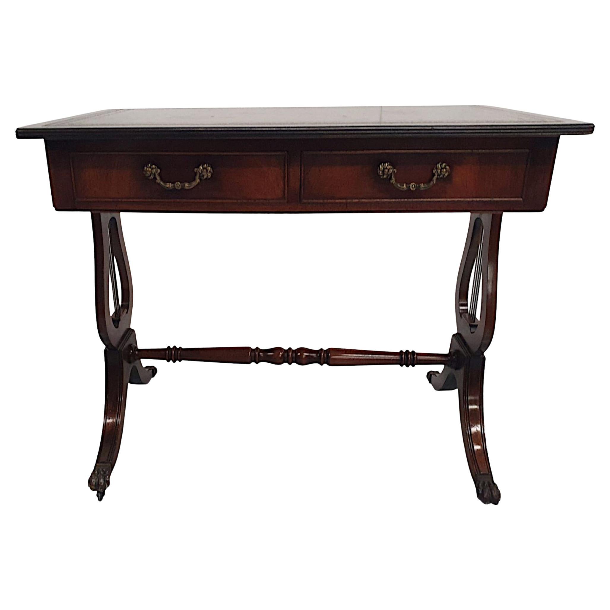 Very Fine 1920s Leather Top Desk or Sofa Table For Sale