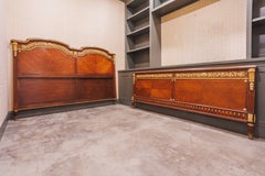 A very fine 19th c French king size Louis XVI headboard,  footboard and rails