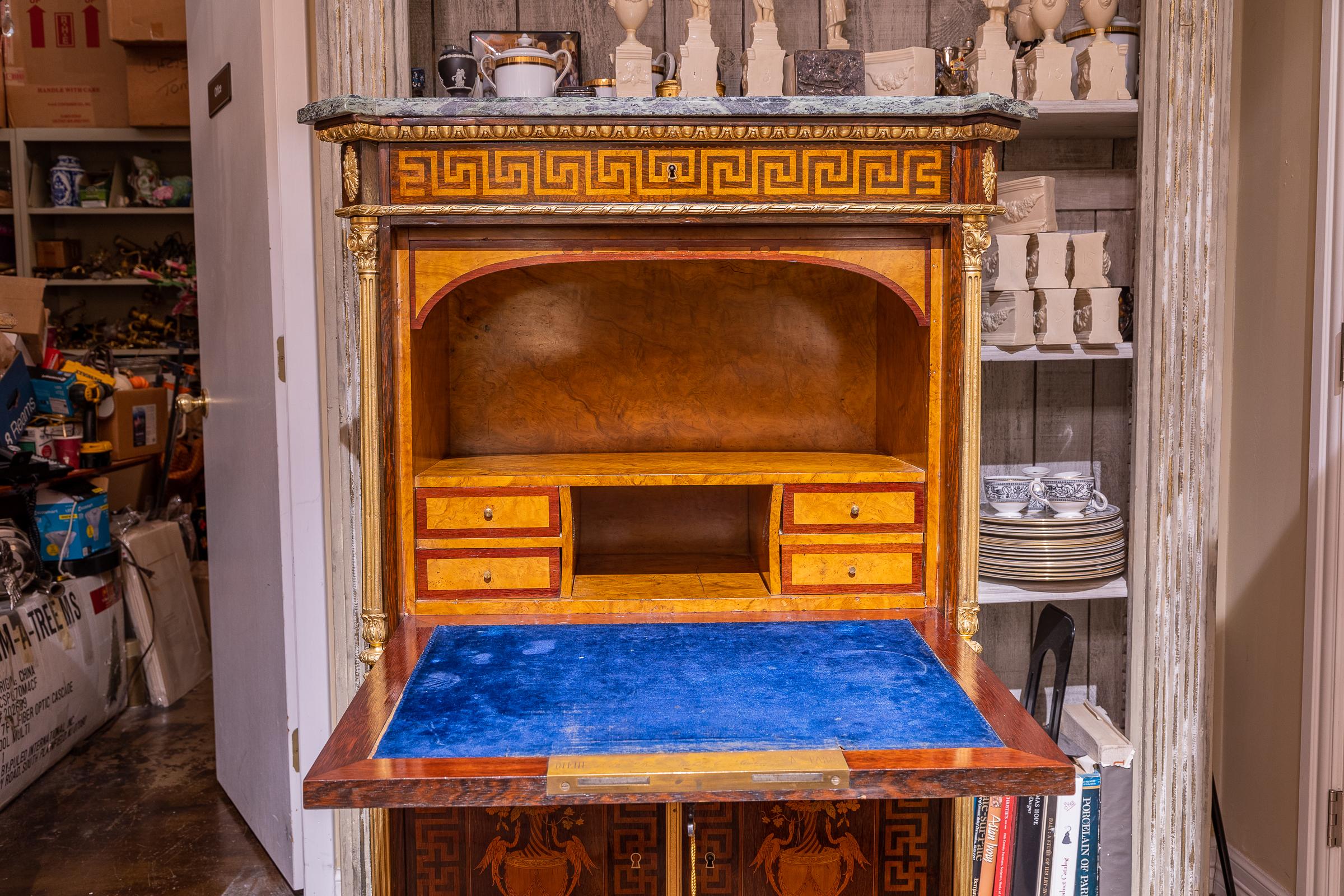 Very Fine 19th Century French Louis XVI Marquetry Secretaire Abattant by Diehl. For Sale 2