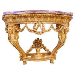 Très belle console Louis XVI du 19ème siècle avec un plateau en marbre brèche