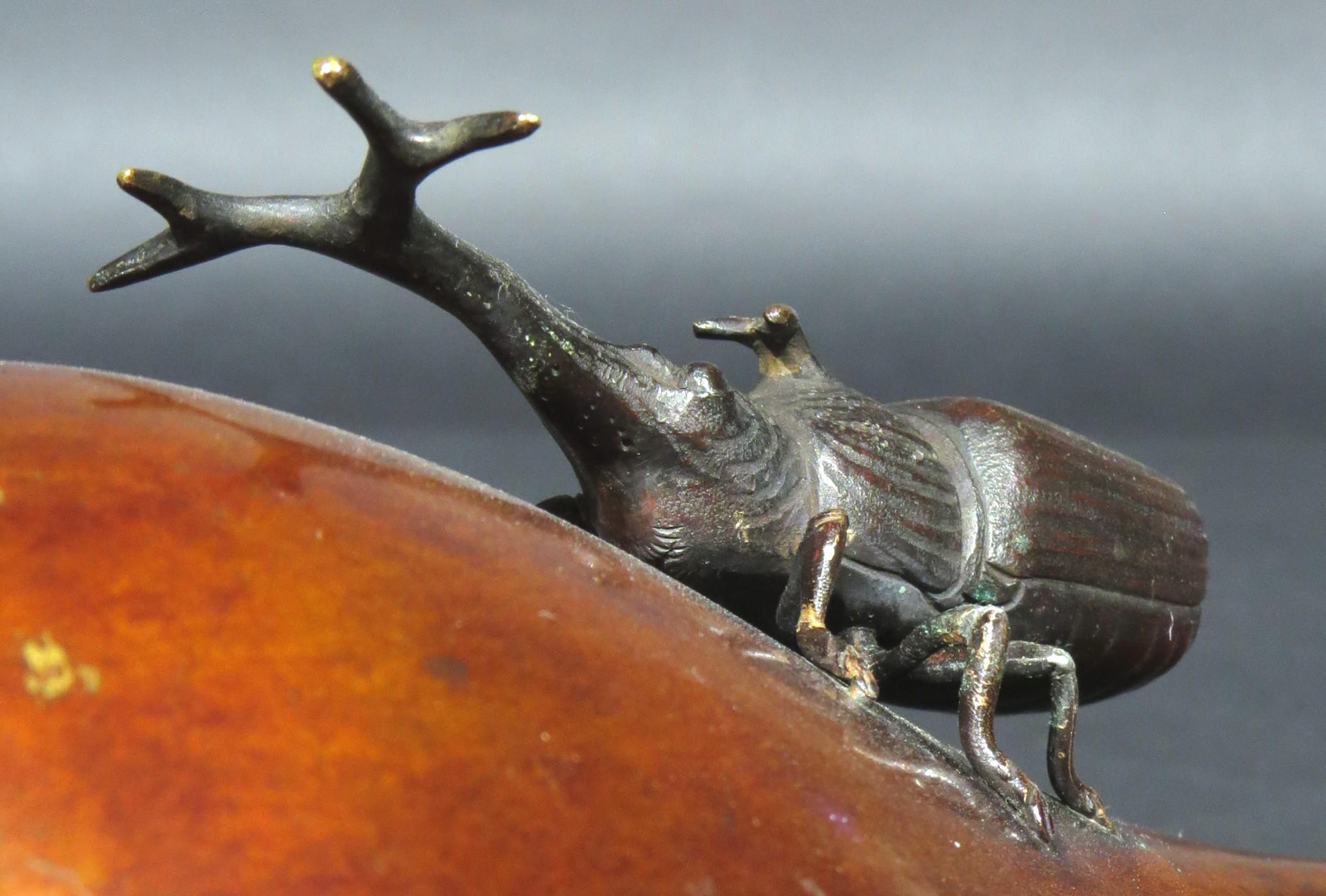 A Very Fine 19th C. Japanese Bronze 'Kabutomushi' Vase, Meiji Period (1868-1912) For Sale 1