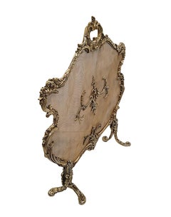 Very Fine 19th Century Brass Fire Screen in the Rococo Manner