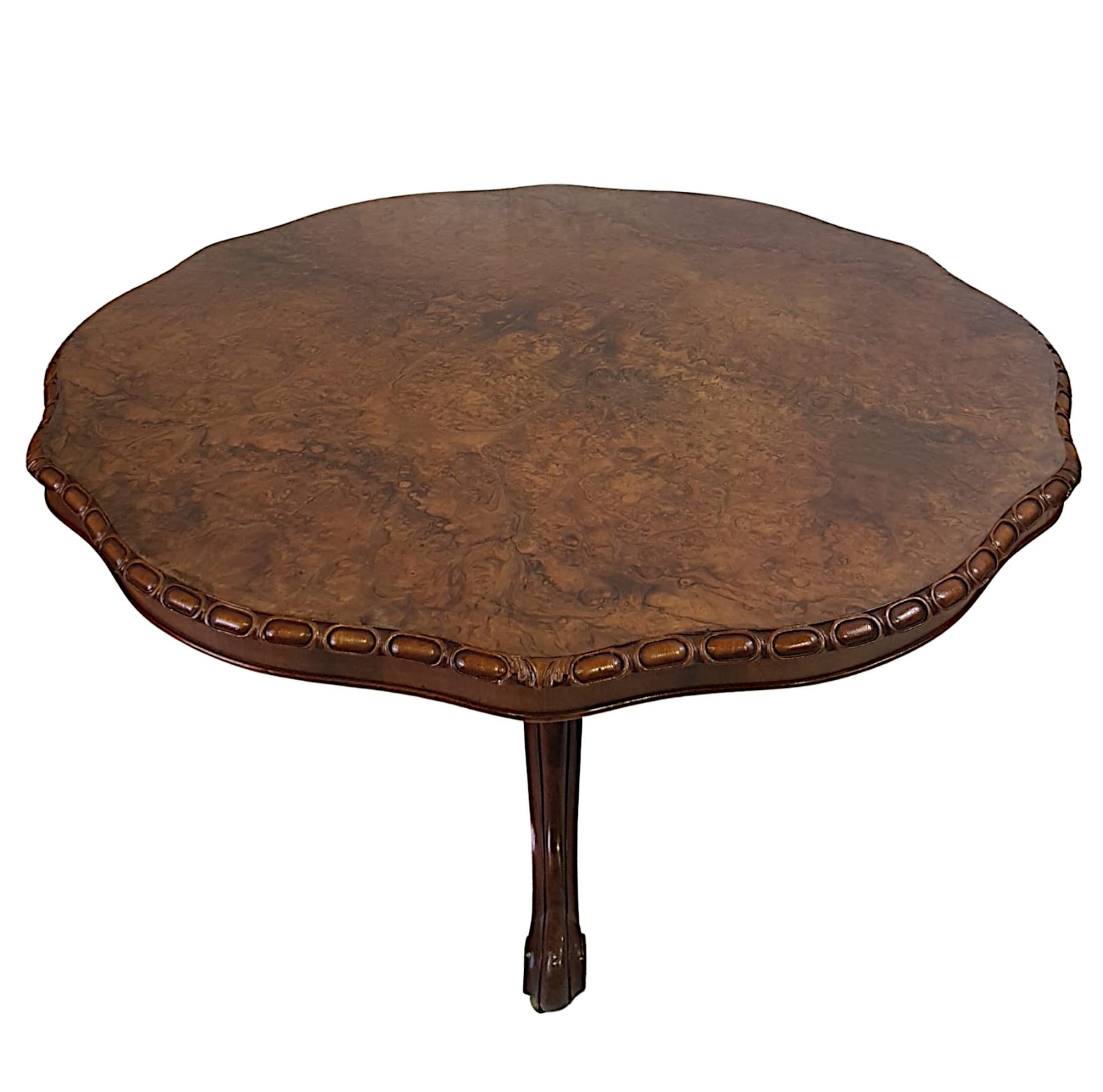 English Very Fine 19th Century Burr Walnut Flip Top Dining Table For Sale