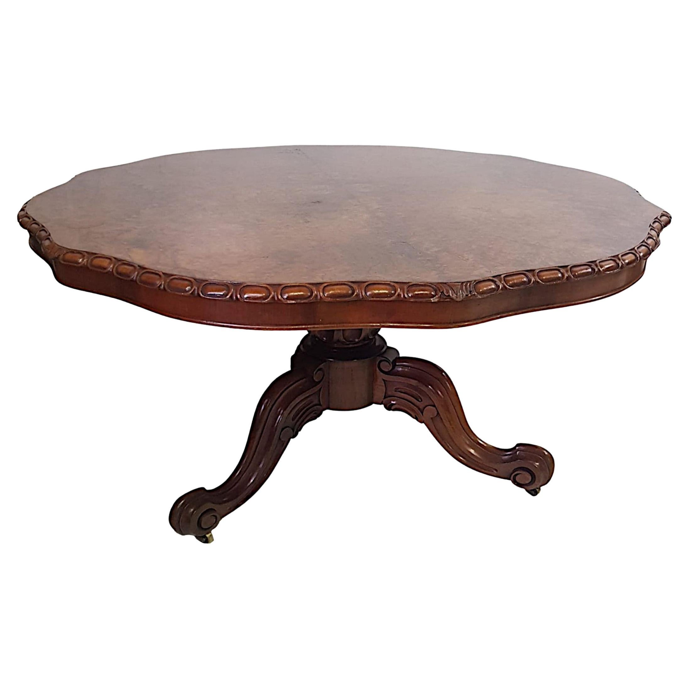 Very Fine 19th Century Burr Walnut Flip Top Dining Table