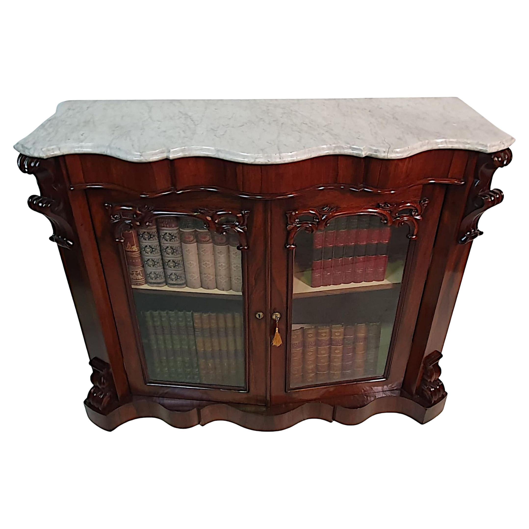 Very Fine 19th Century Carrera Marble Top Side Cabinet or Bookcase For Sale