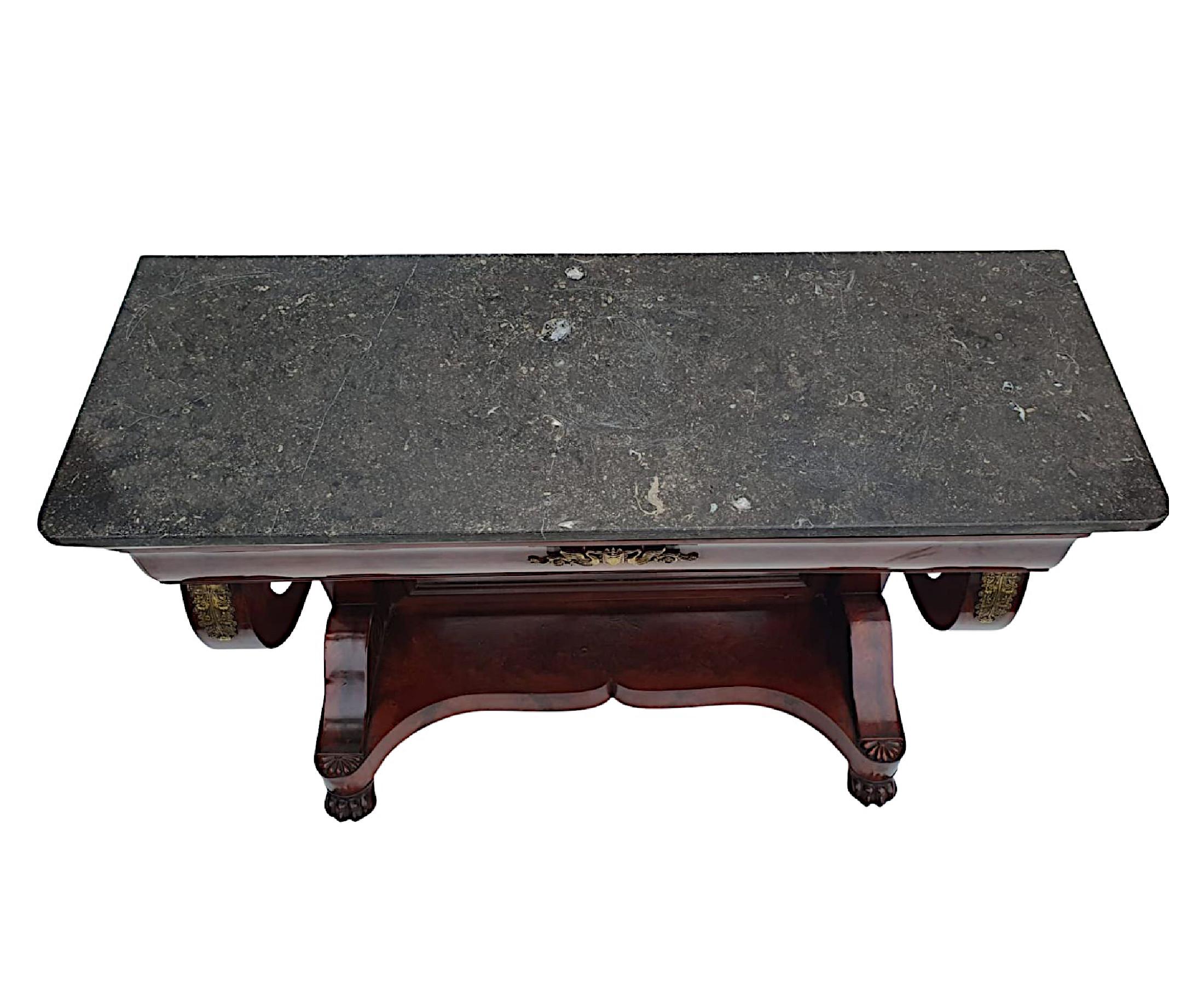 Very Fine 19th Century Flame Mahogany Marble Top Console Table In Good Condition In Dublin, IE