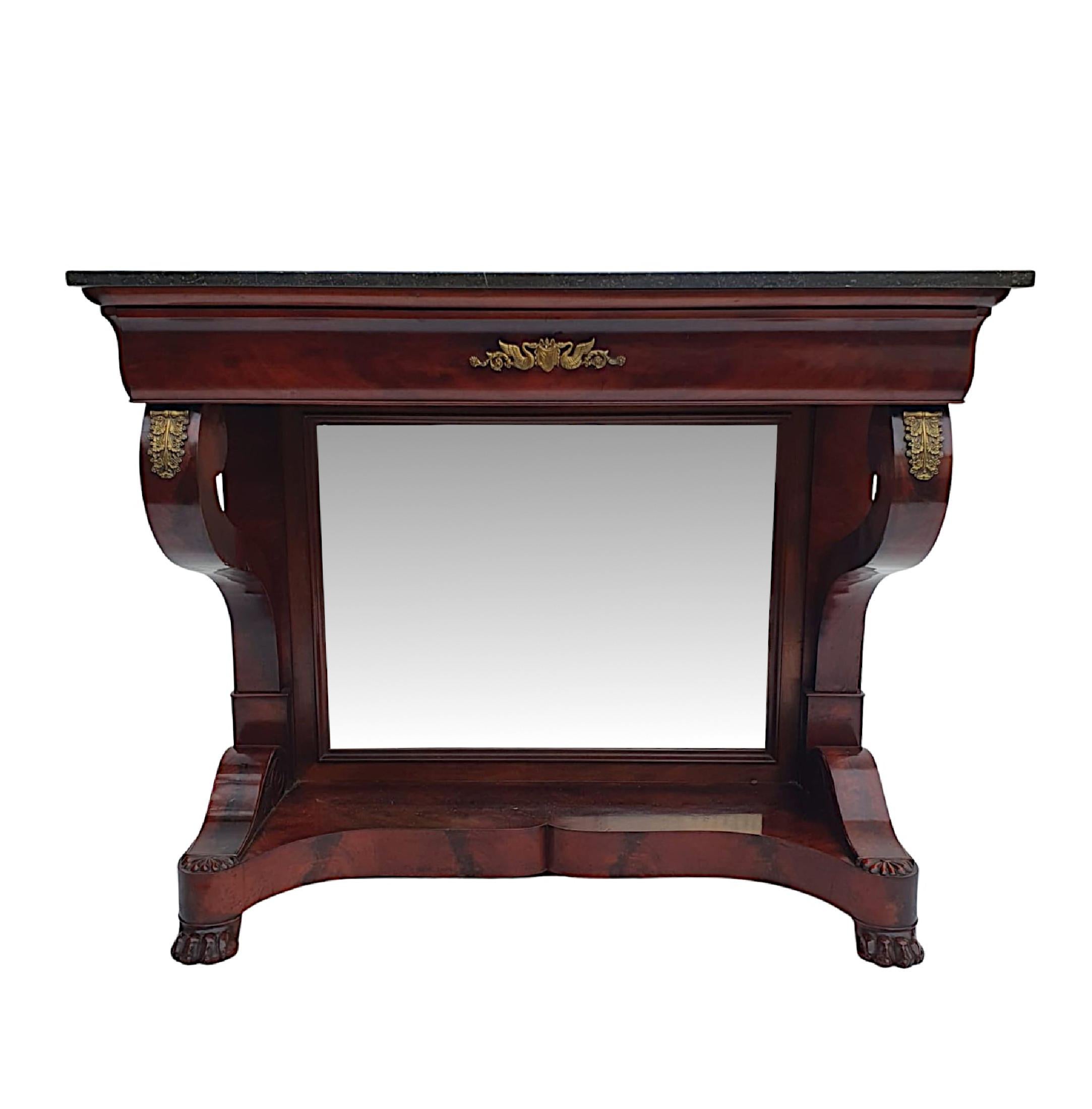 Very Fine 19th Century Flame Mahogany Marble Top Console Table 2