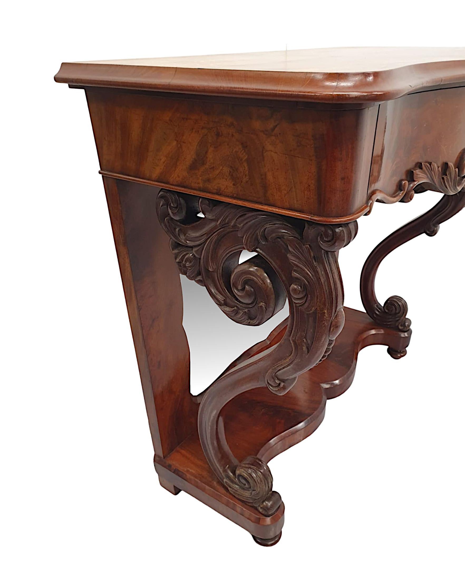 English  A Very Fine 19th Century Flame Mahogany Mirror Back Console Table  For Sale