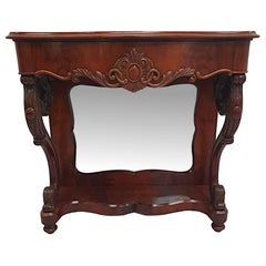 A Very Fine 19th Century Flame Mahogany Mirror Back Console Table