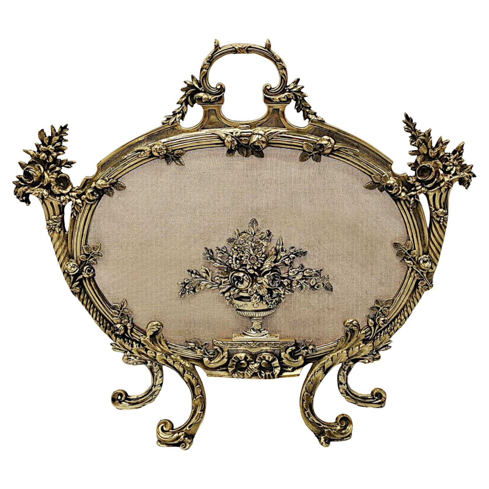 A Very Fine 19th Century Fully Restored Brass Fire Screen