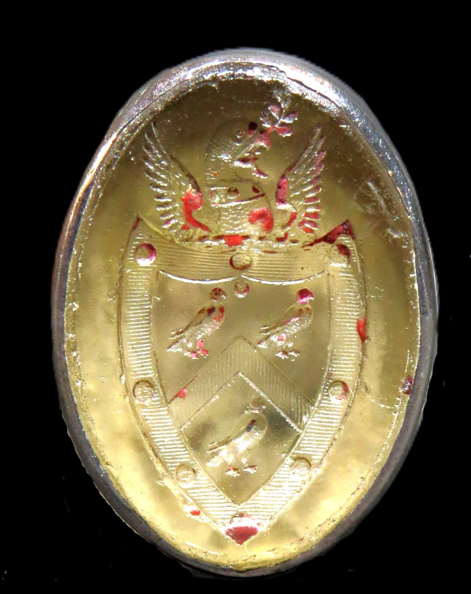 Un raffinato sigillo da tavolo in ottone dorato e argento del XIX secolo, CIRCA 1850 in vendita 1