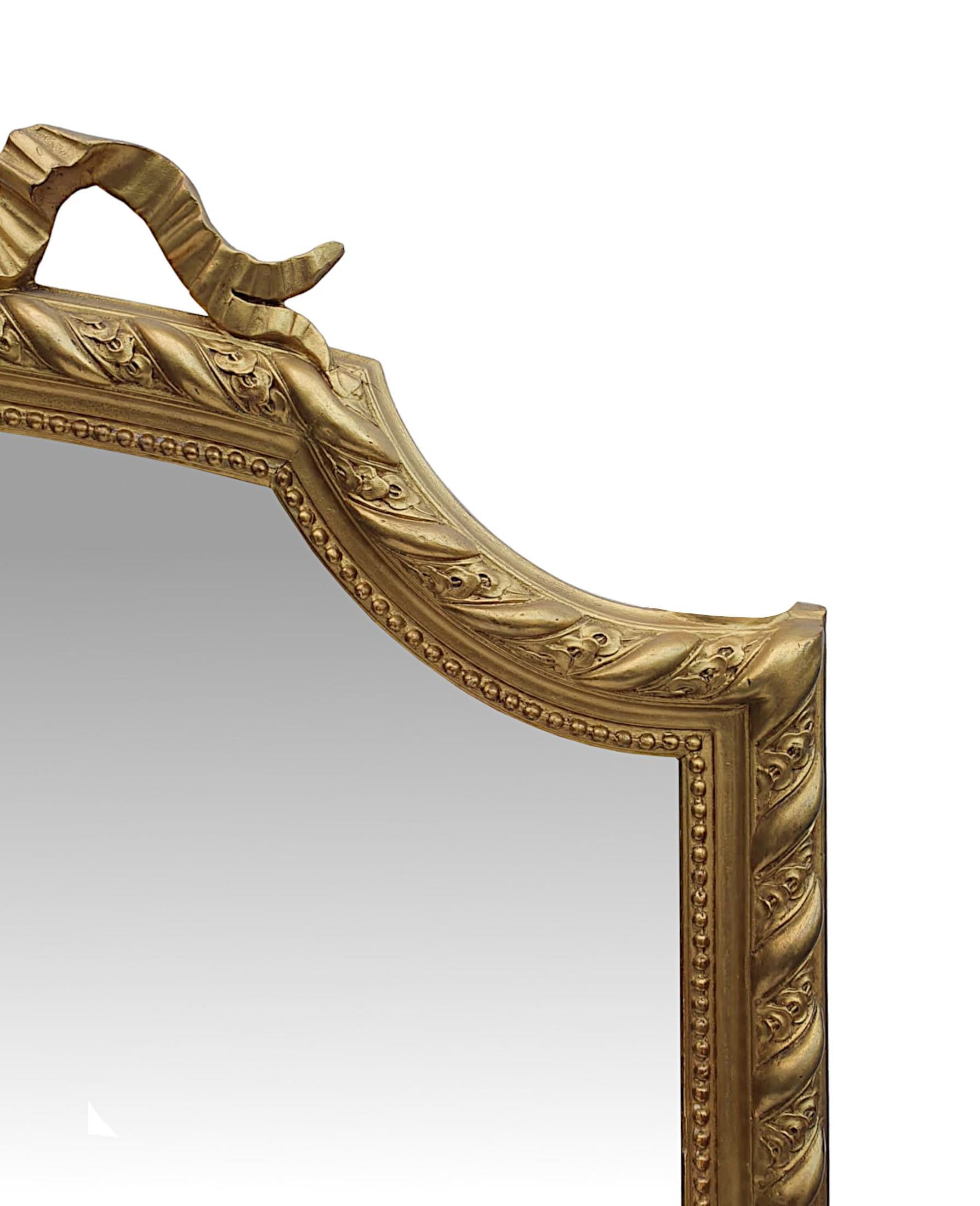 French Very Fine 19th Century Giltwood Leaner or Hall or Overmantle Mirror For Sale