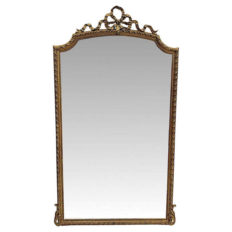 Very Fine 19th Century Giltwood Leaner or Hall or Overmantle Mirror For