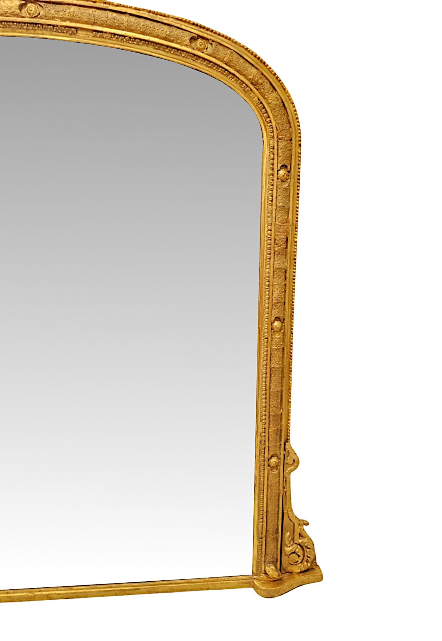 English A Very Fine 19th Century Giltwood Overmantel Mirror For Sale