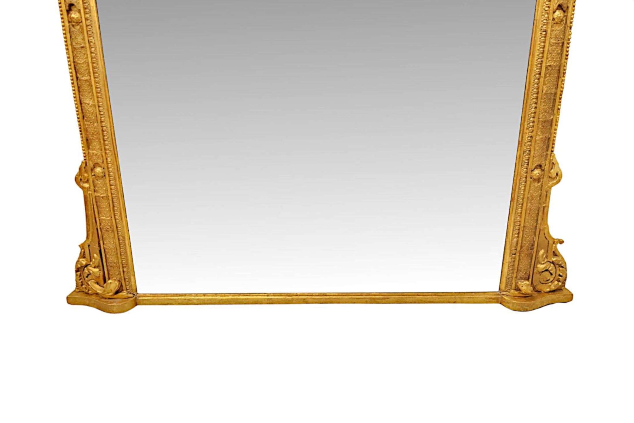 A Very Fine 19th Century Giltwood Overmantel Mirror In Good Condition For Sale In Dublin, IE
