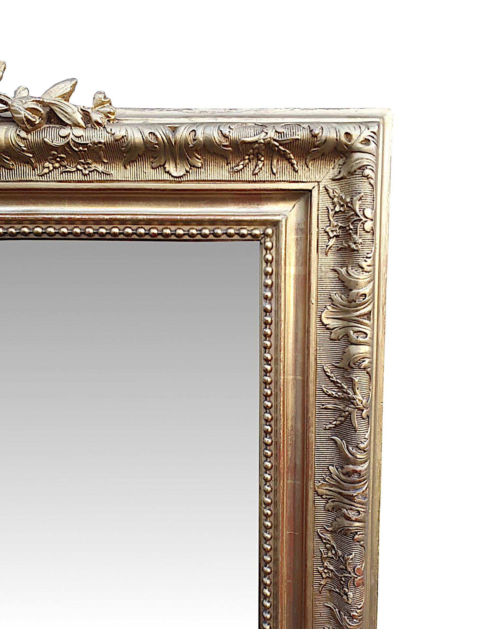 English Very Fine 19th Century Giltwood Overmantle or Hall Mirror For Sale