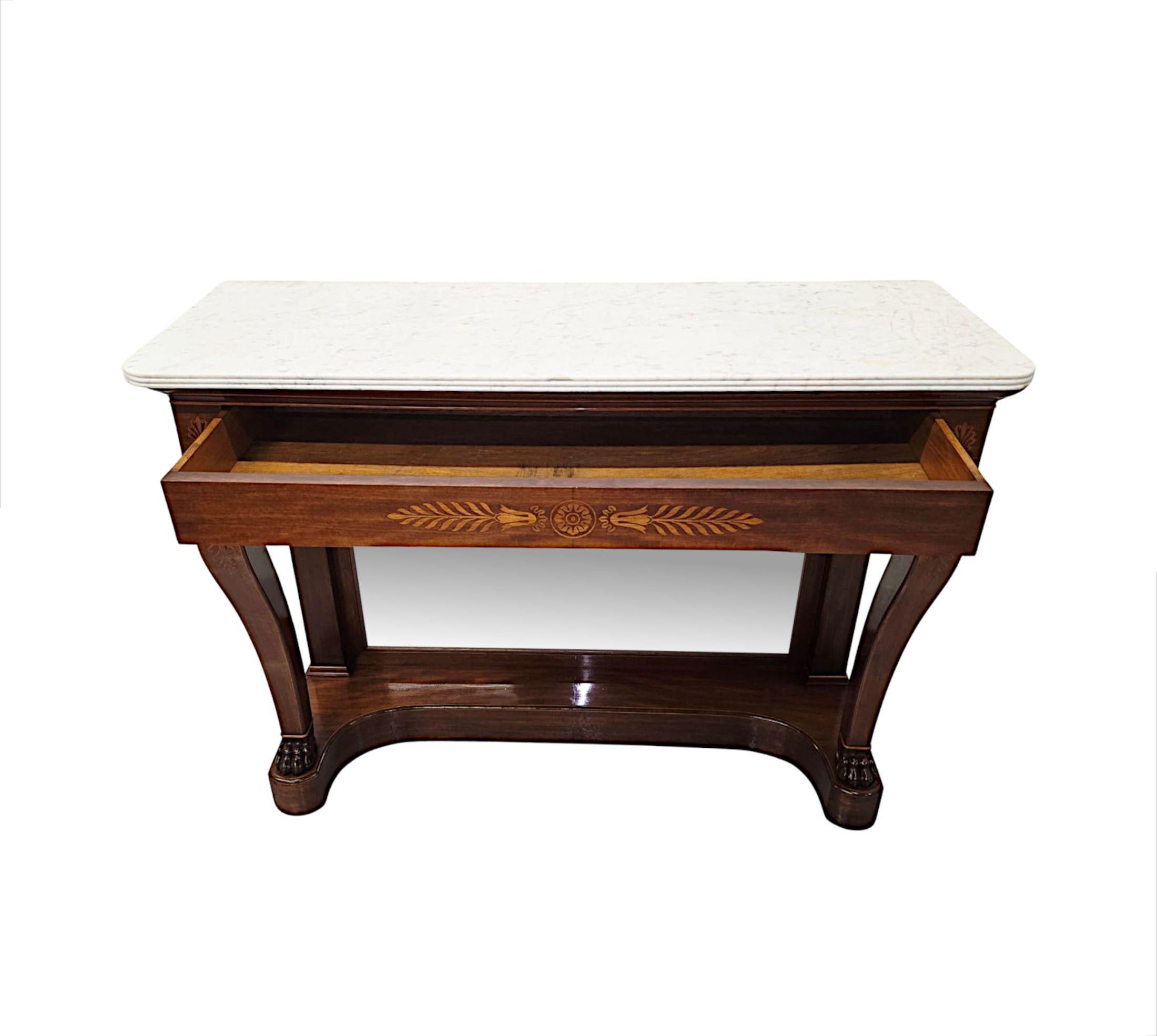English A Very Fine 19th Century inlaid Marble Top Console Table For Sale