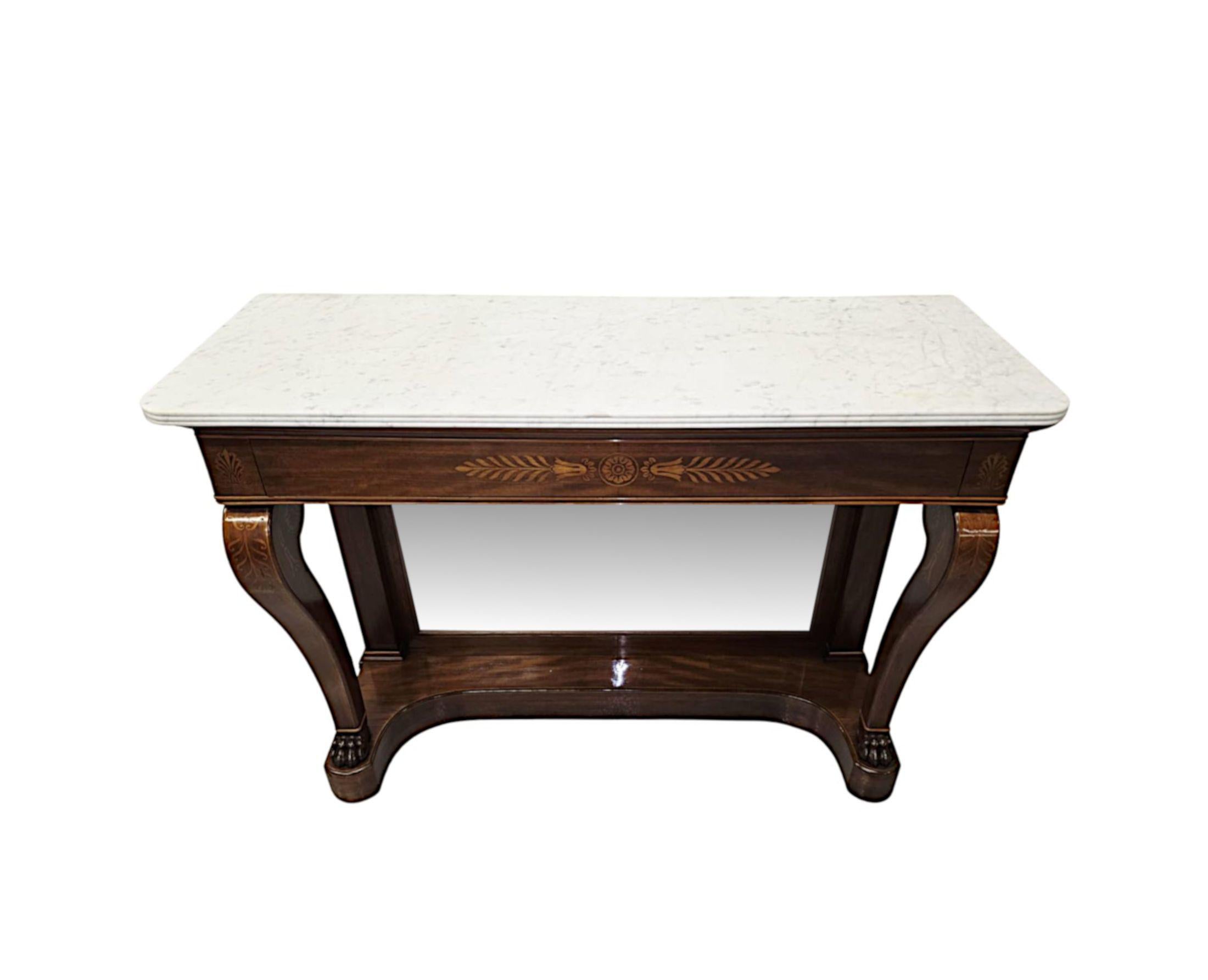 A Very Fine 19th Century inlaid Marble Top Console Table For Sale 1