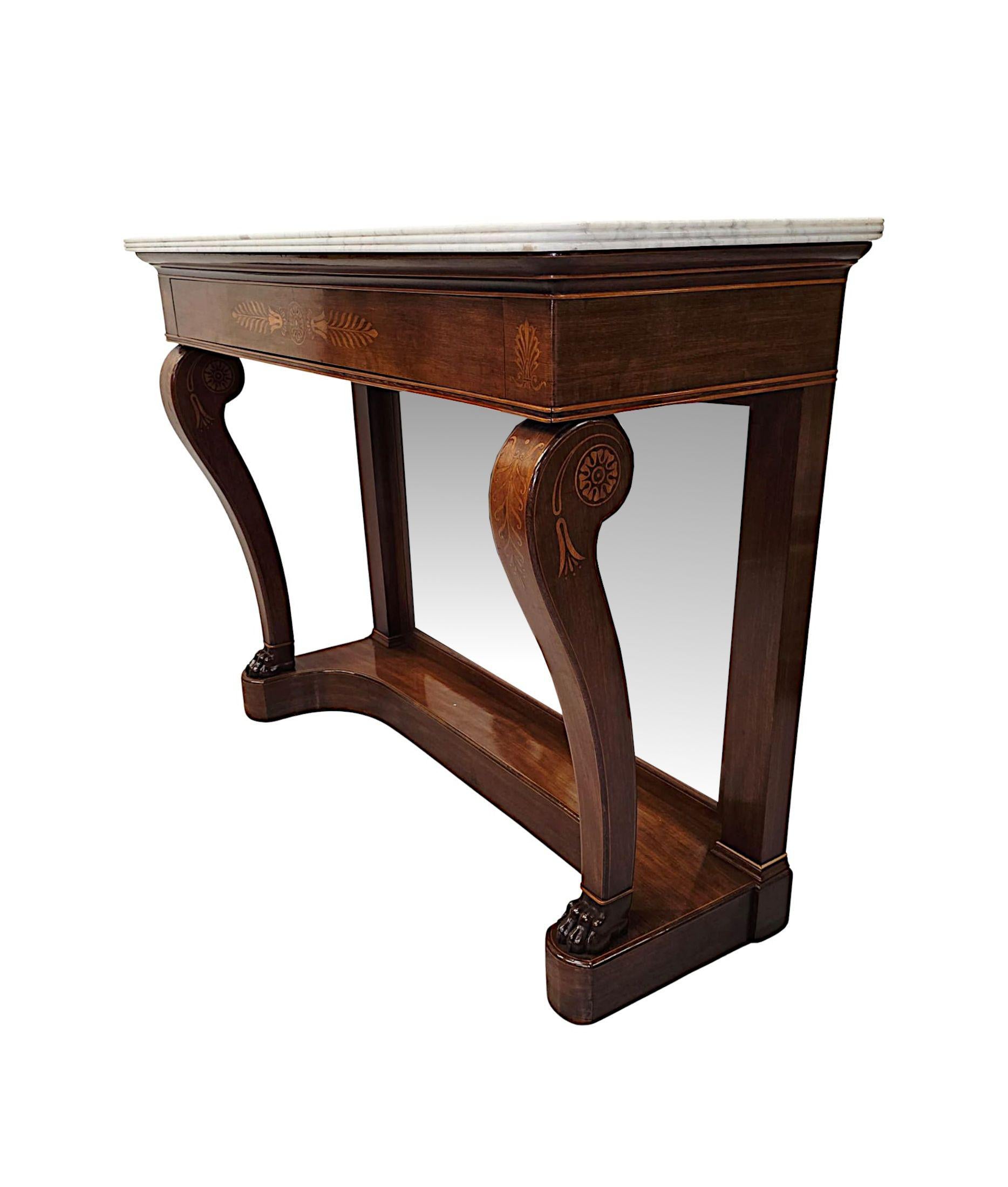 A Very Fine 19th Century inlaid Marble Top Console Table For Sale 2