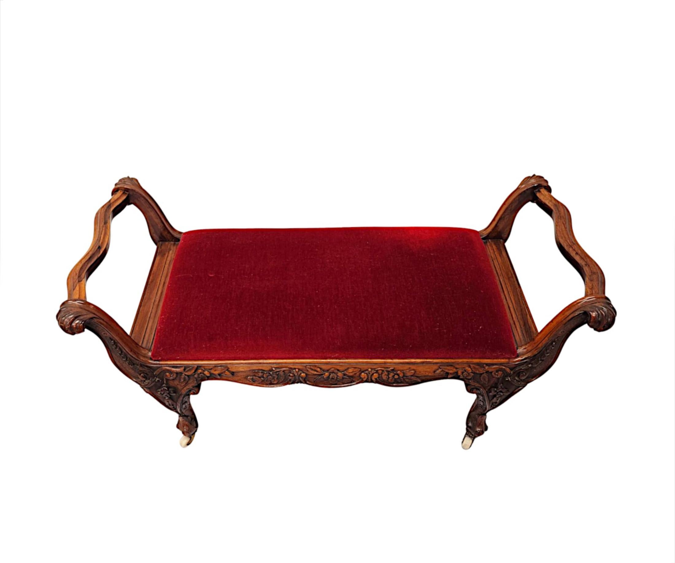 Velvet A Very Fine 19th Century Large Size Stool after Strahan of Dublin For Sale
