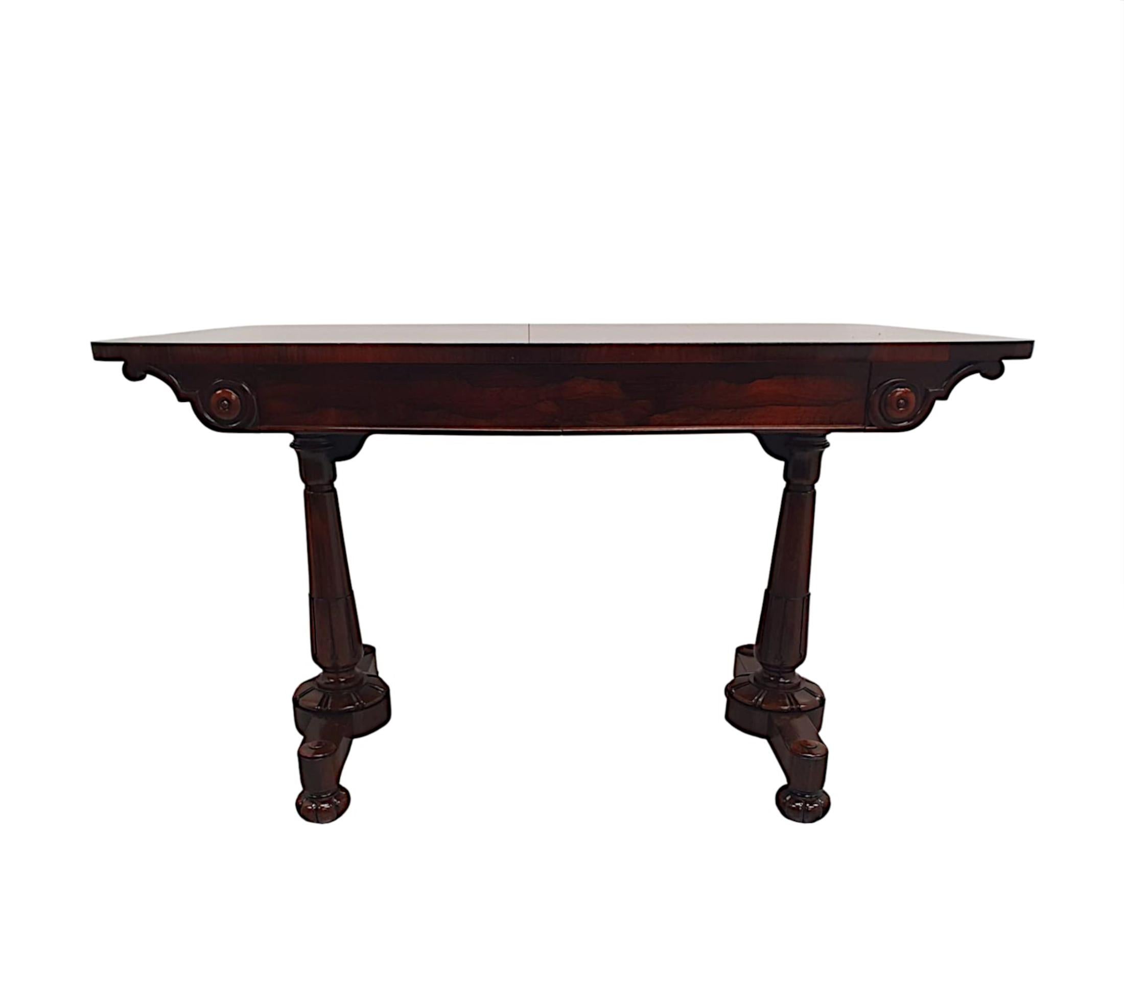 A very fine 19th Century fruitwood library table by the London maker 'Holland', of exceptional quality and fabulously hand carved with gorgeously rich patination.  The well figured, fine grained and moulded top of rectangular form above a simple,