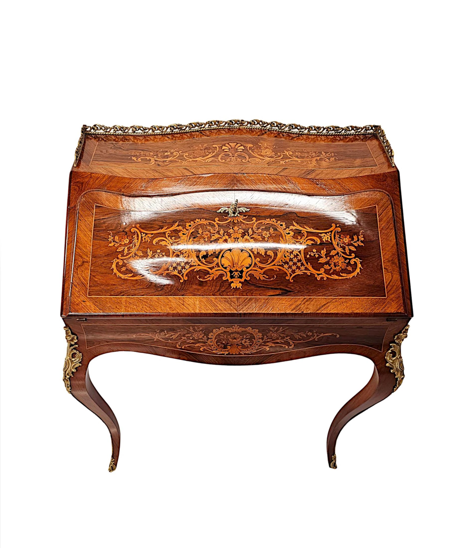 English A Very Fine 19th Century Marquetry Inlaid Bureau Du Dame For Sale