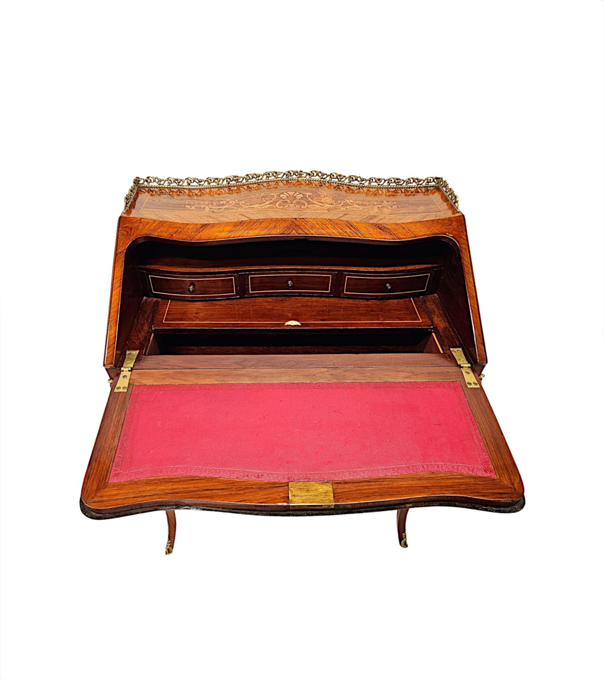 A Very Fine 19th Century Marquetry Inlaid Bureau Du Dame For Sale 1