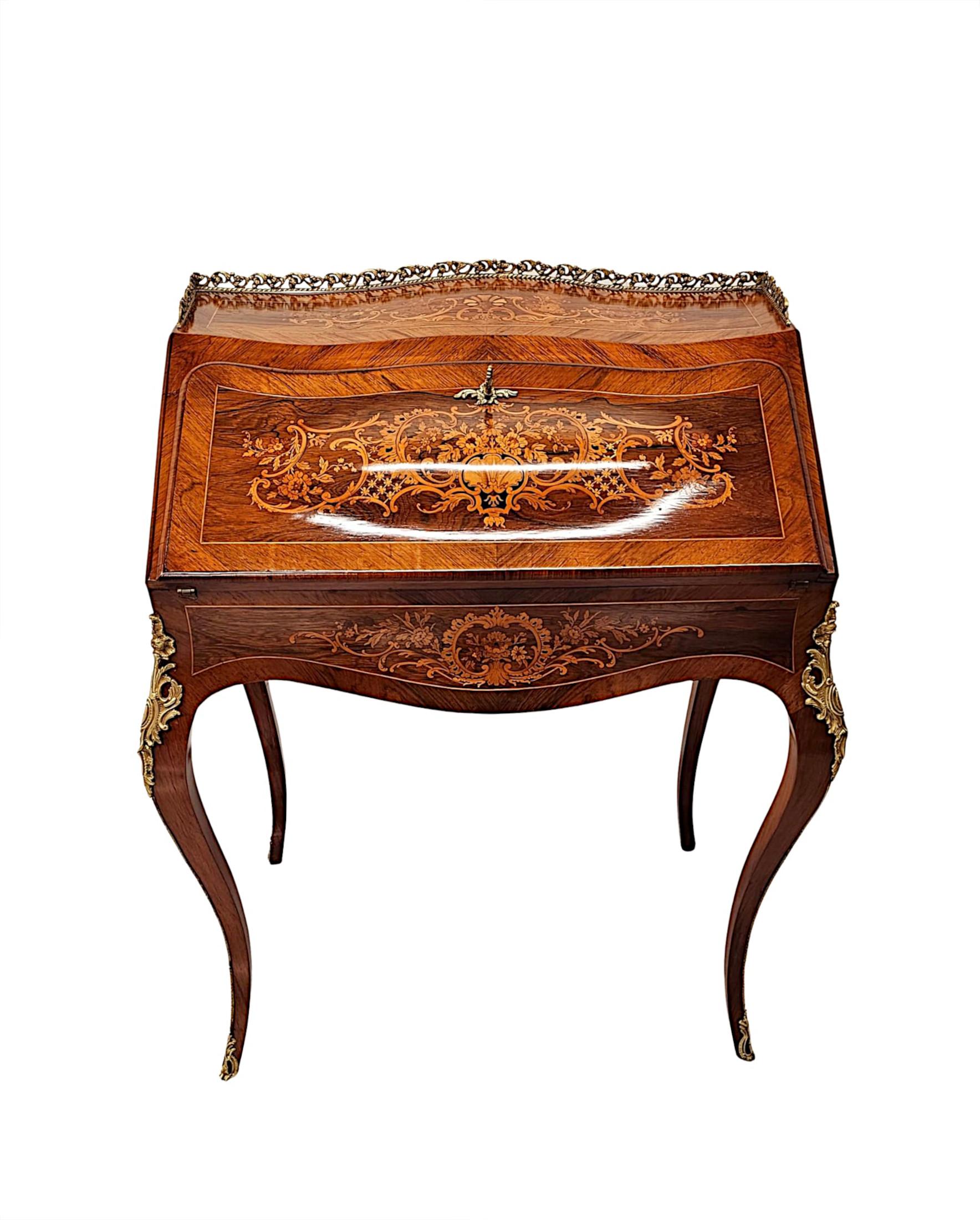 A Very Fine 19th Century Marquetry Inlaid Bureau Du Dame For Sale 2