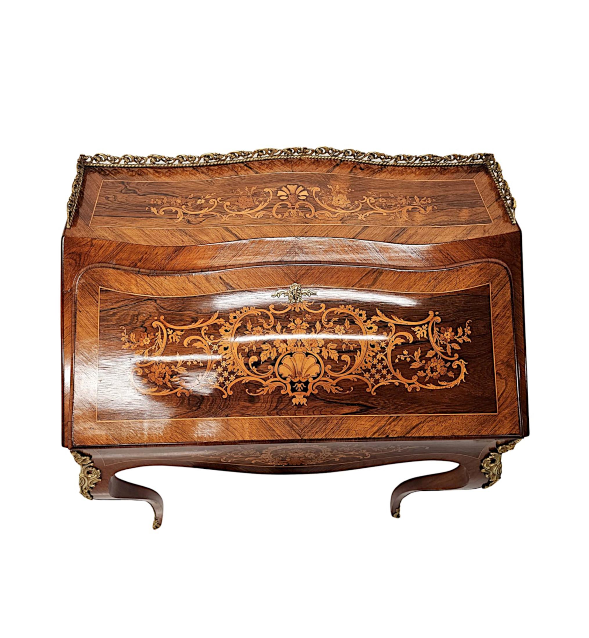 A Very Fine 19th Century Marquetry Inlaid Bureau Du Dame For Sale 3