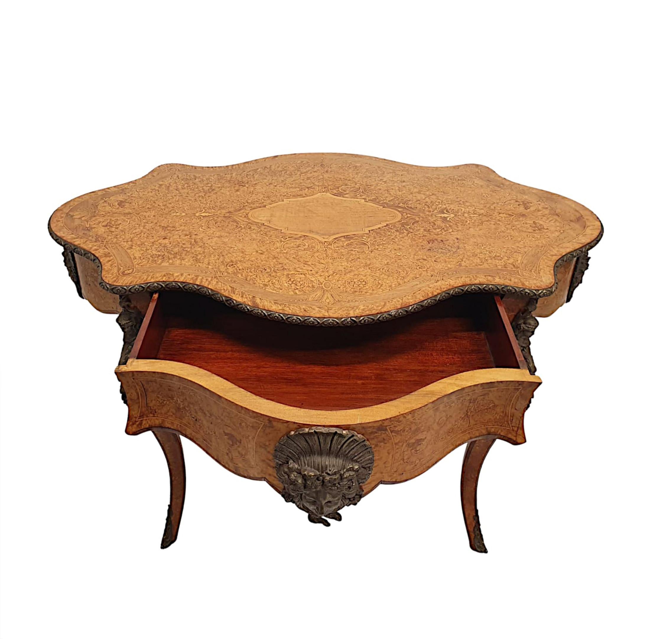 French Very Fine 19th Century Marquetry Inlaid Desk or Library Centre Table For Sale