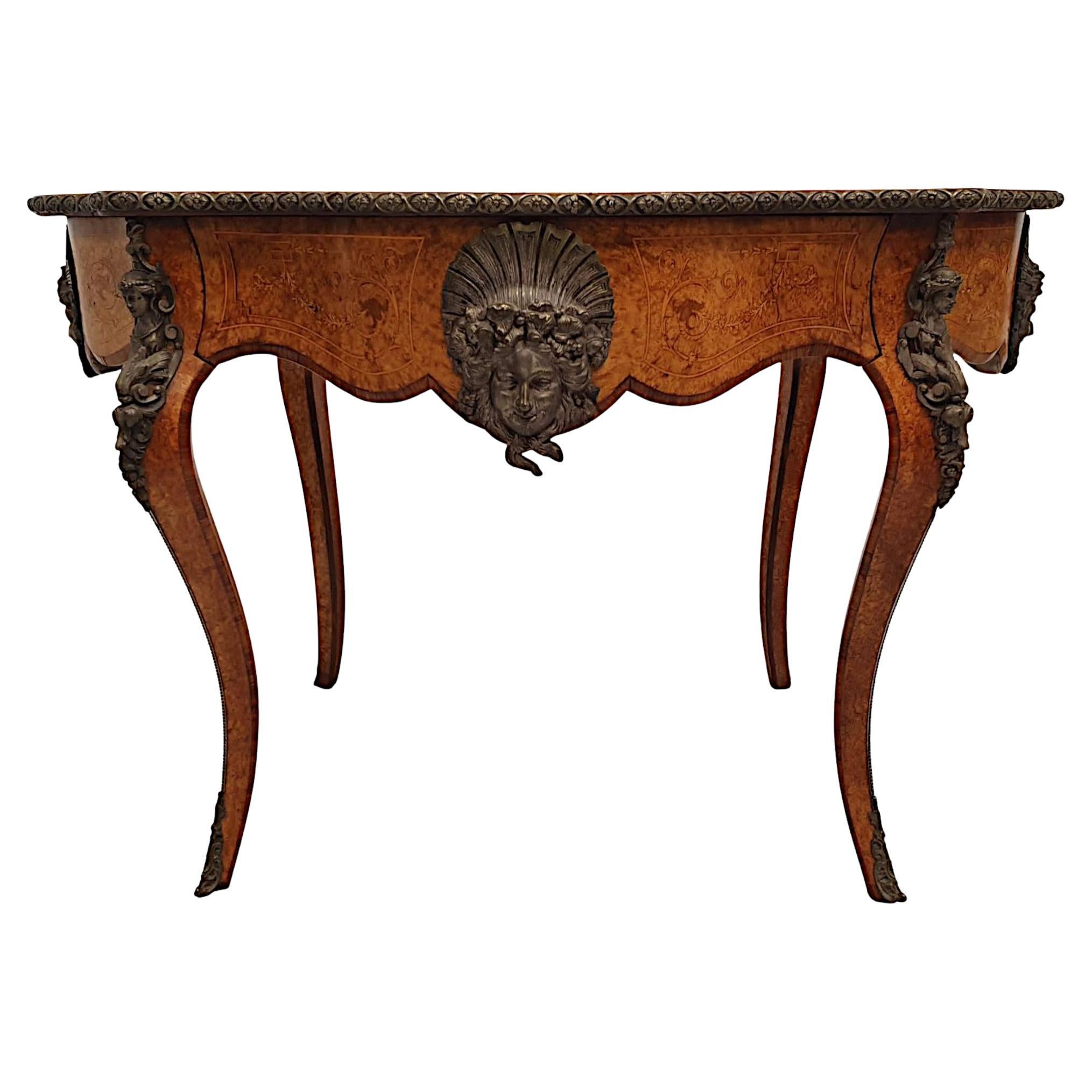 Very Fine 19th Century Marquetry Inlaid Desk or Library Centre Table For Sale