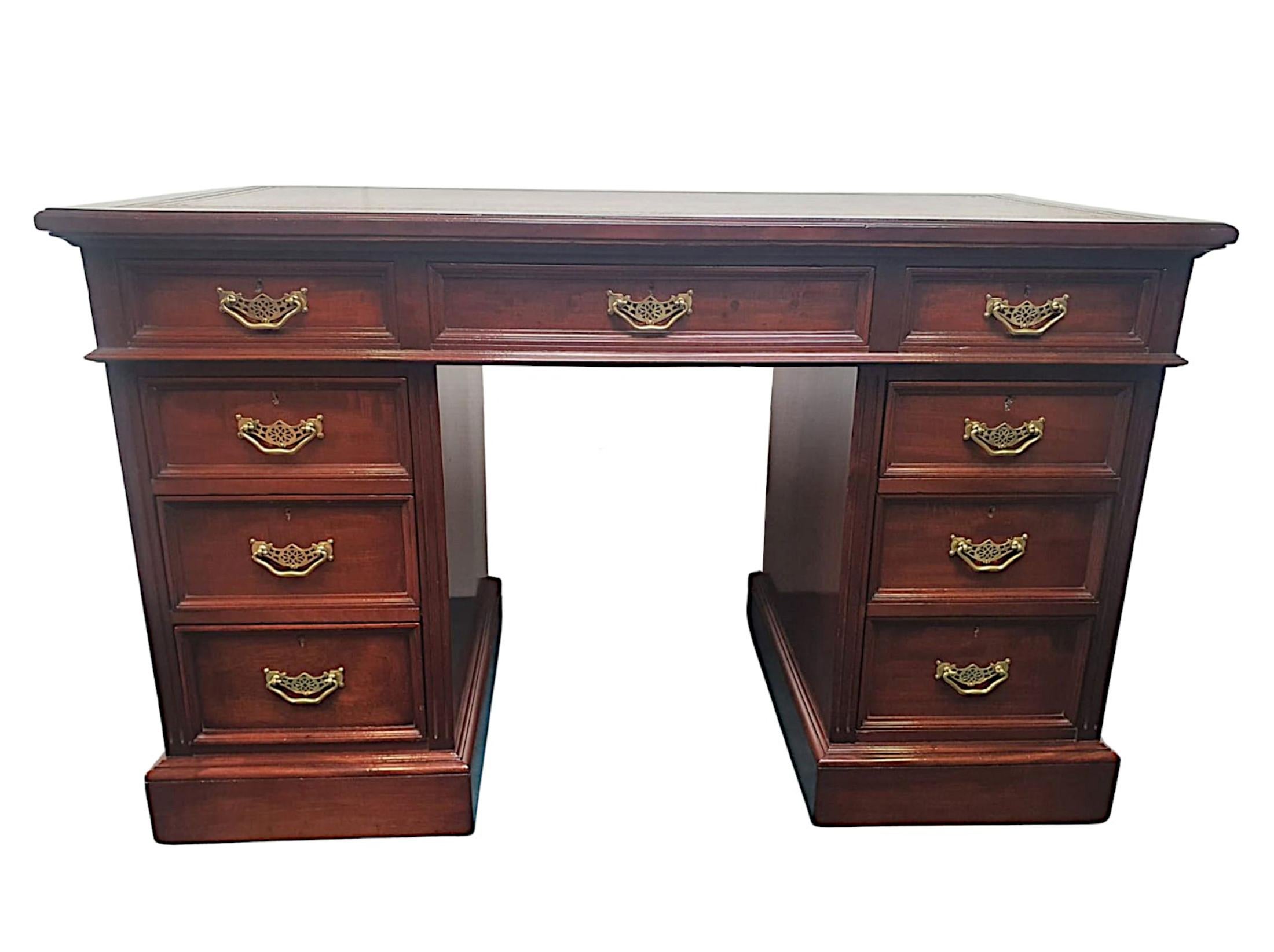 English Very Fine 19th Century Nine Drawer Desk by Shoolbred of London