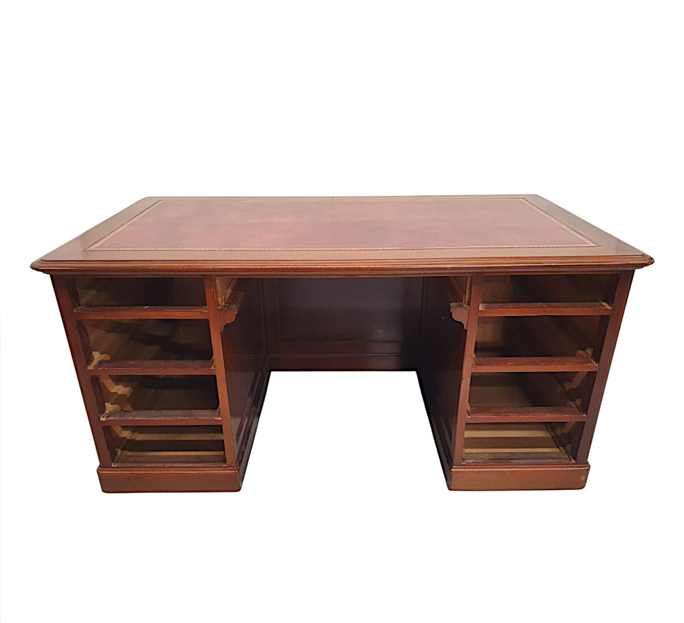 Very Fine 19th Century Nine Drawer Pedestal Desk For Sale 2