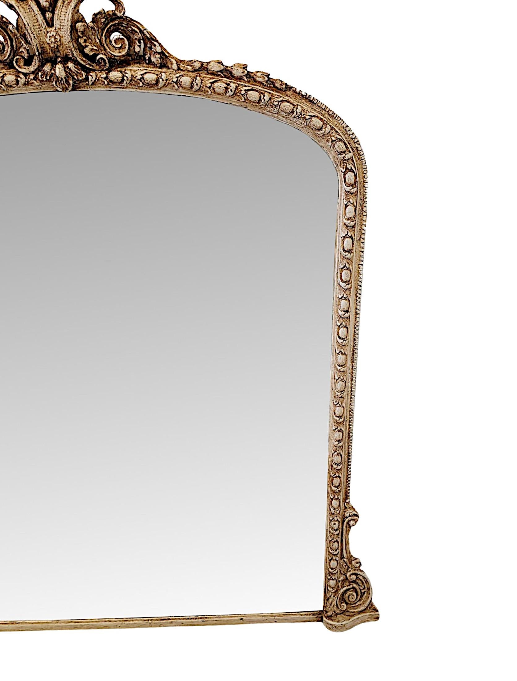  Très beau miroir de trumeau peint et ciré du 19ème siècle Bon état - En vente à Dublin, IE