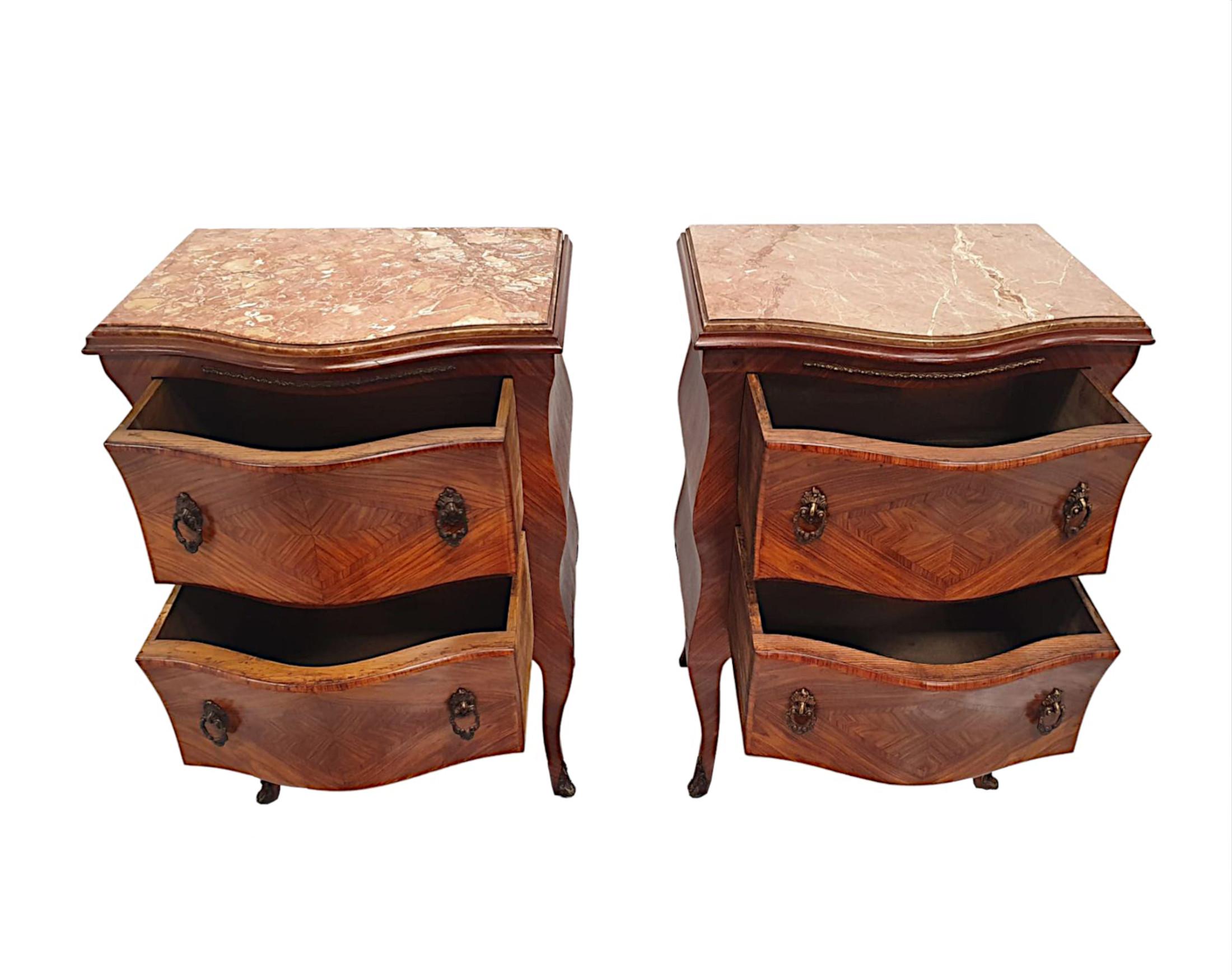 French Very Fine 19th Century Pair of Large Marble Top Chests For Sale