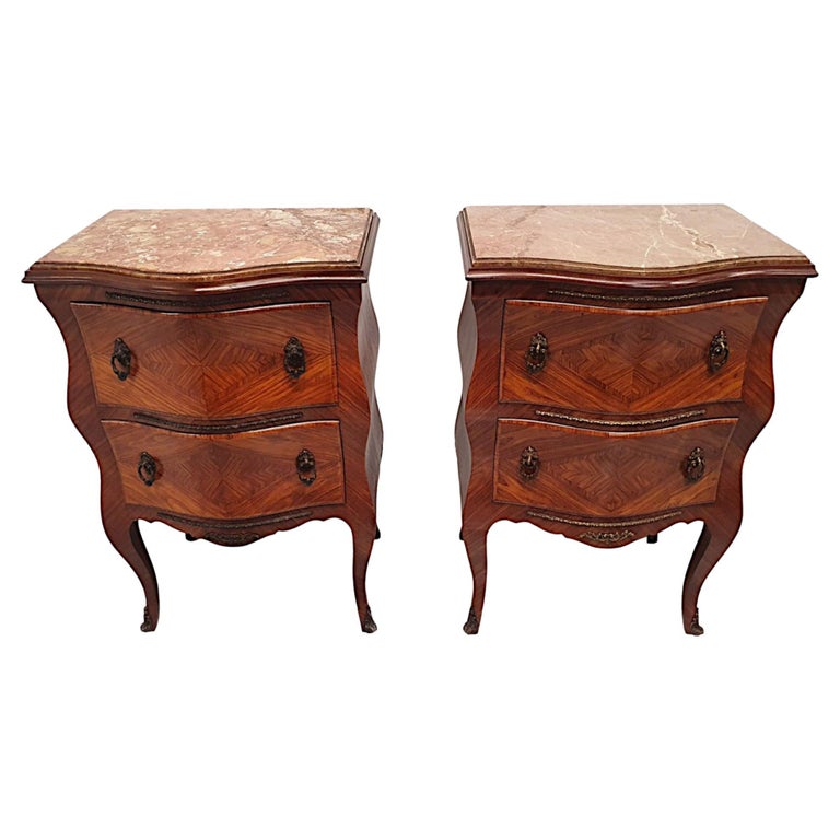 Very Fine 19th Century Pair of Large Marble Top Chests For Sale at 1stDibs