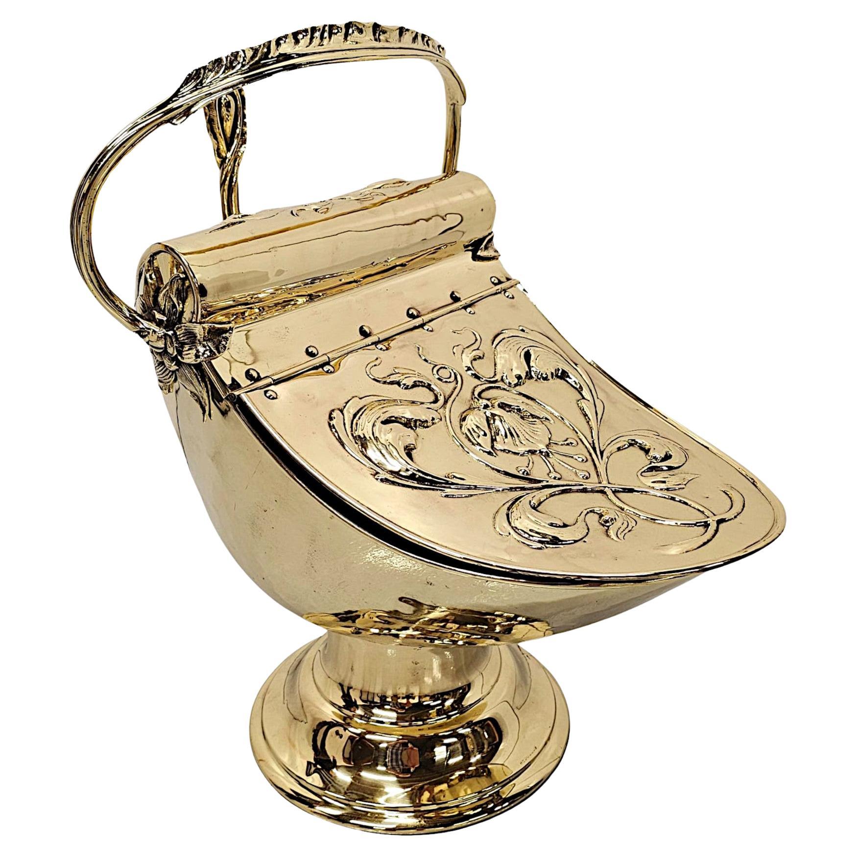 A Very Fine 19th Century Polished Brass Coal Scuttle For Sale