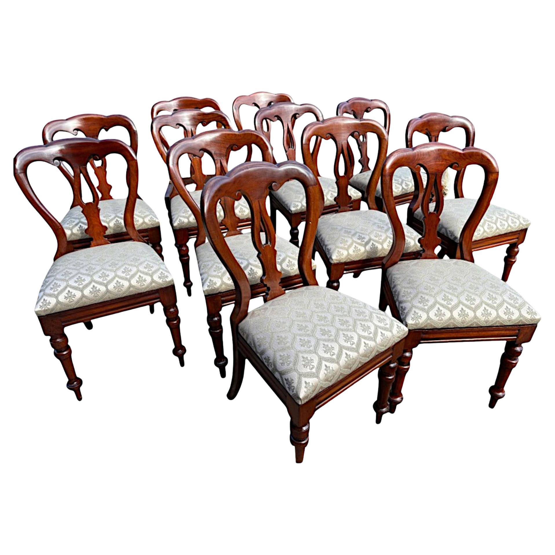 Un raffinato set di dodici sedie da pranzo del XIX secolo