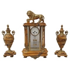 Very Fine 19th Century Sienna Marble Garniture Clock Set