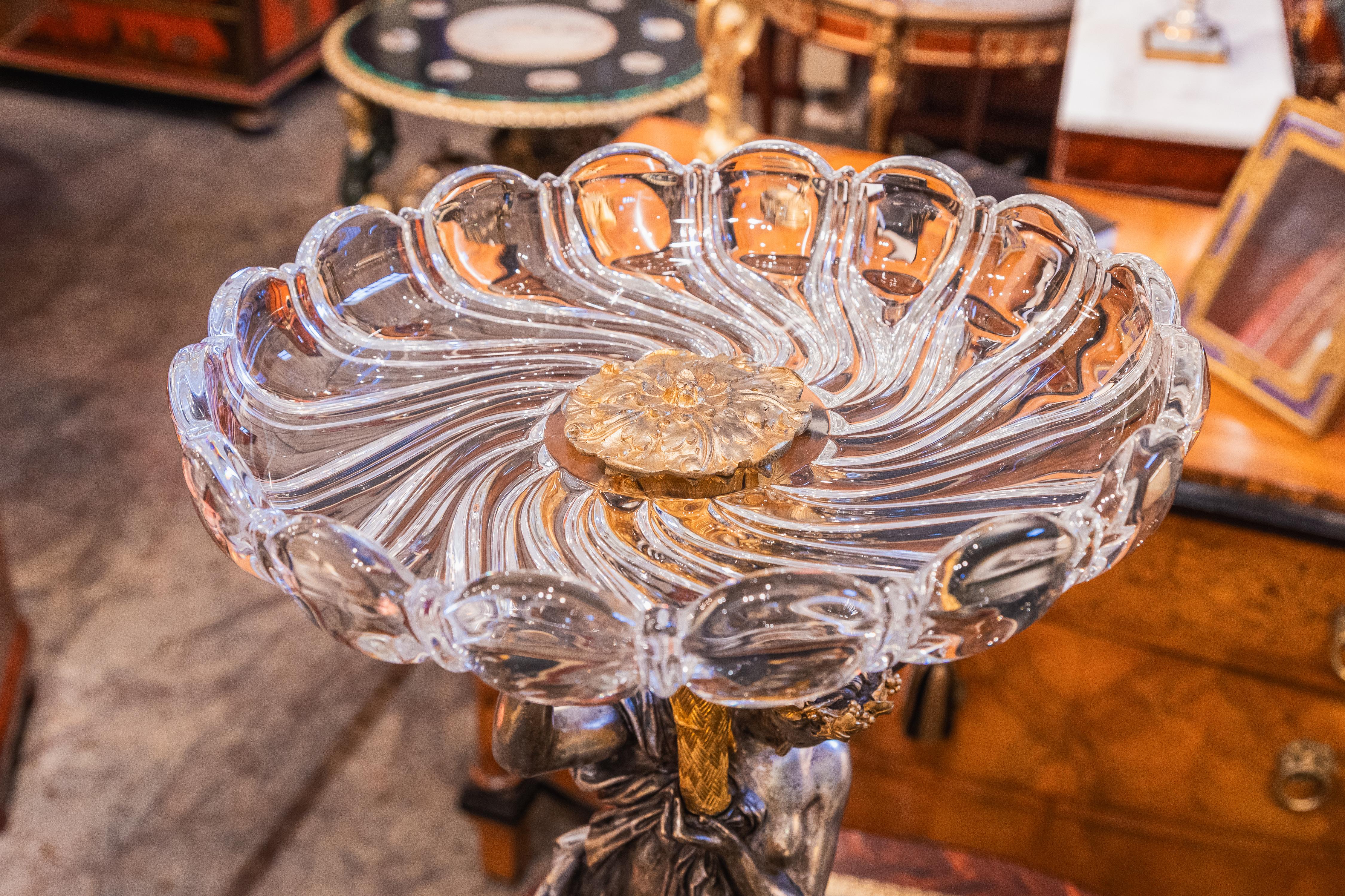 Gilt A very fine 19th century silvered bronze and gilt bronze centerpiece by Moreau For Sale