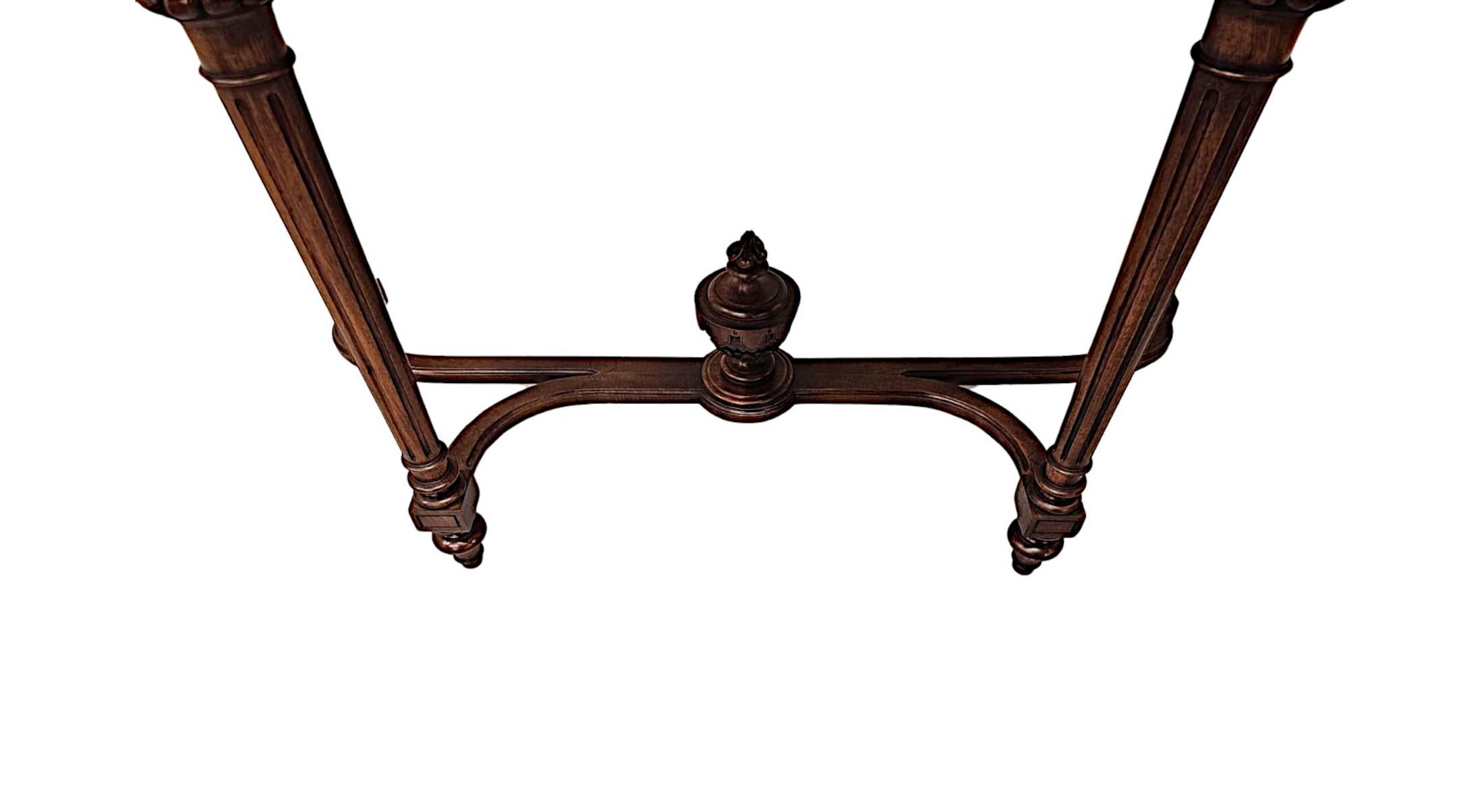 A Very Fine 19th Century Walnut Marble Topped Console Table For Sale 2
