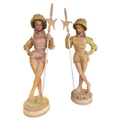 A Very Fine 20th Century Pair of Figurative Garden Sculptures of Swiss Guards