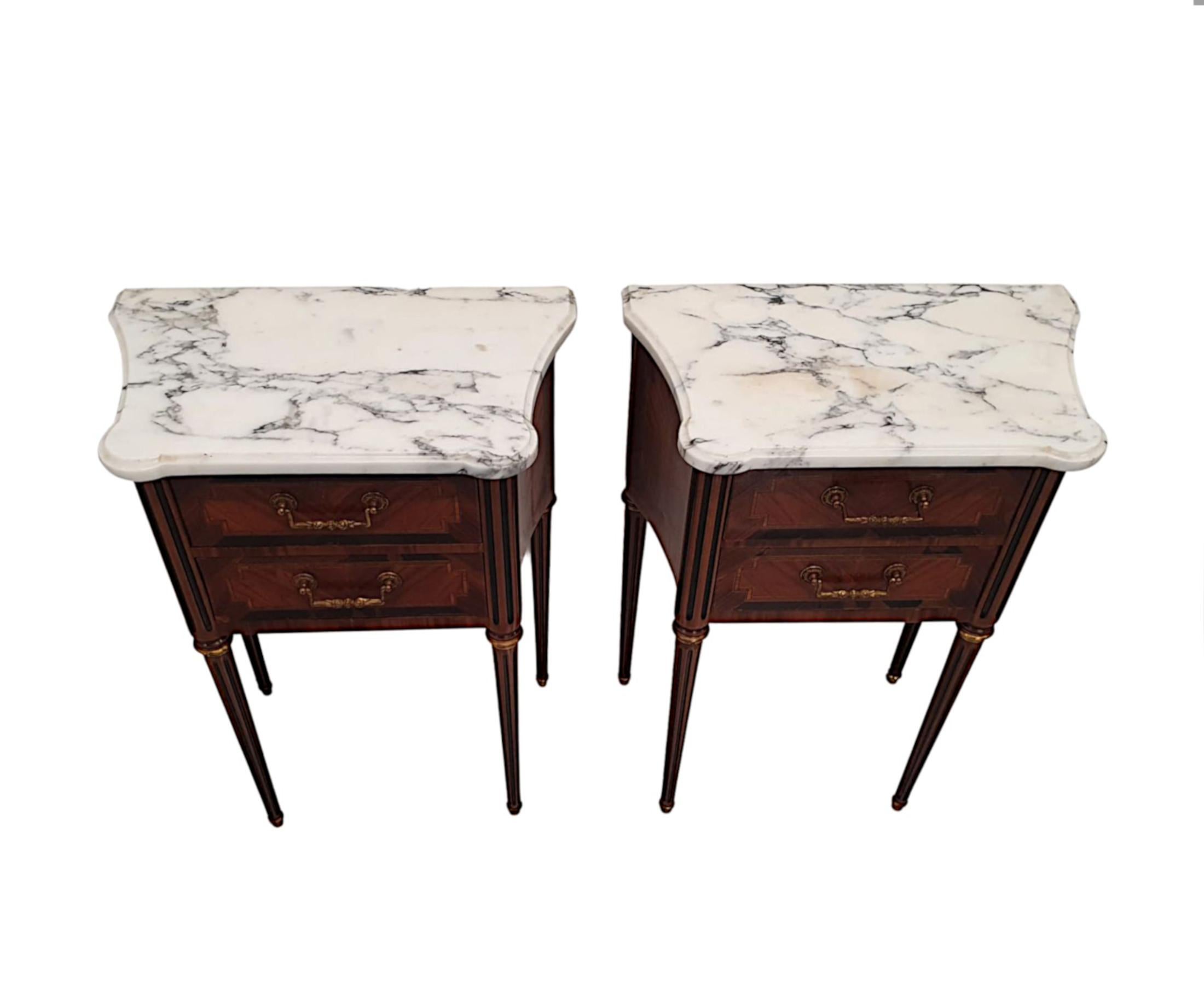 A Very Fine 20th Century Pair of Marble Top Bedside Tables For Sale at — free download