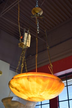 Very Fine Alabaster Plafonnier, France, circa 1920