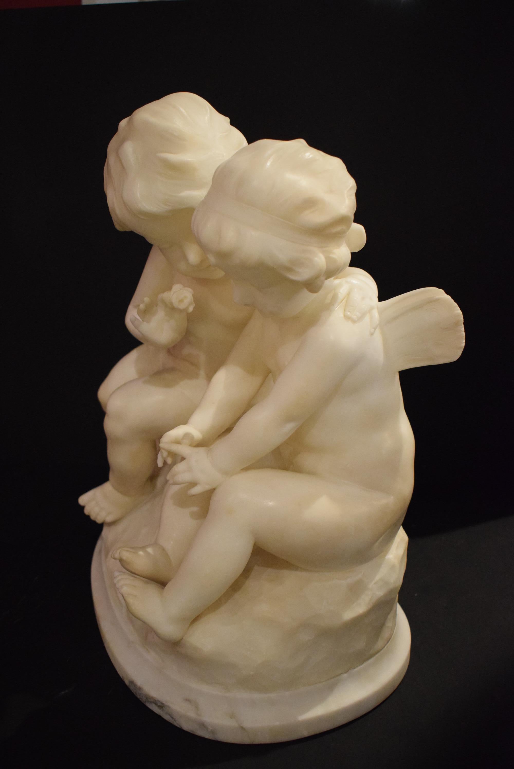 French Very Fine Alabaster Statue of Children