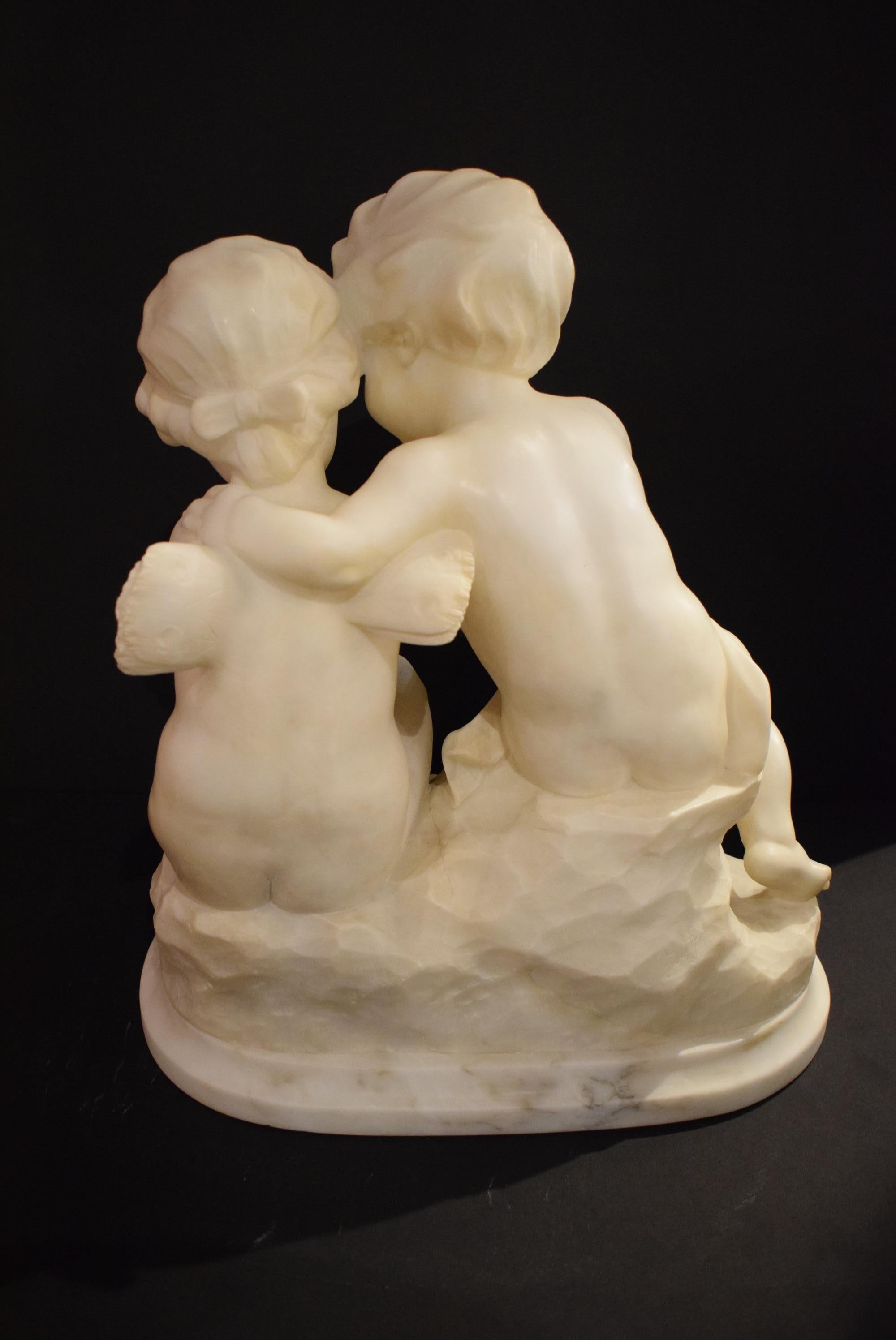 Very Fine Alabaster Statue of Children In Good Condition In Atlanta, GA