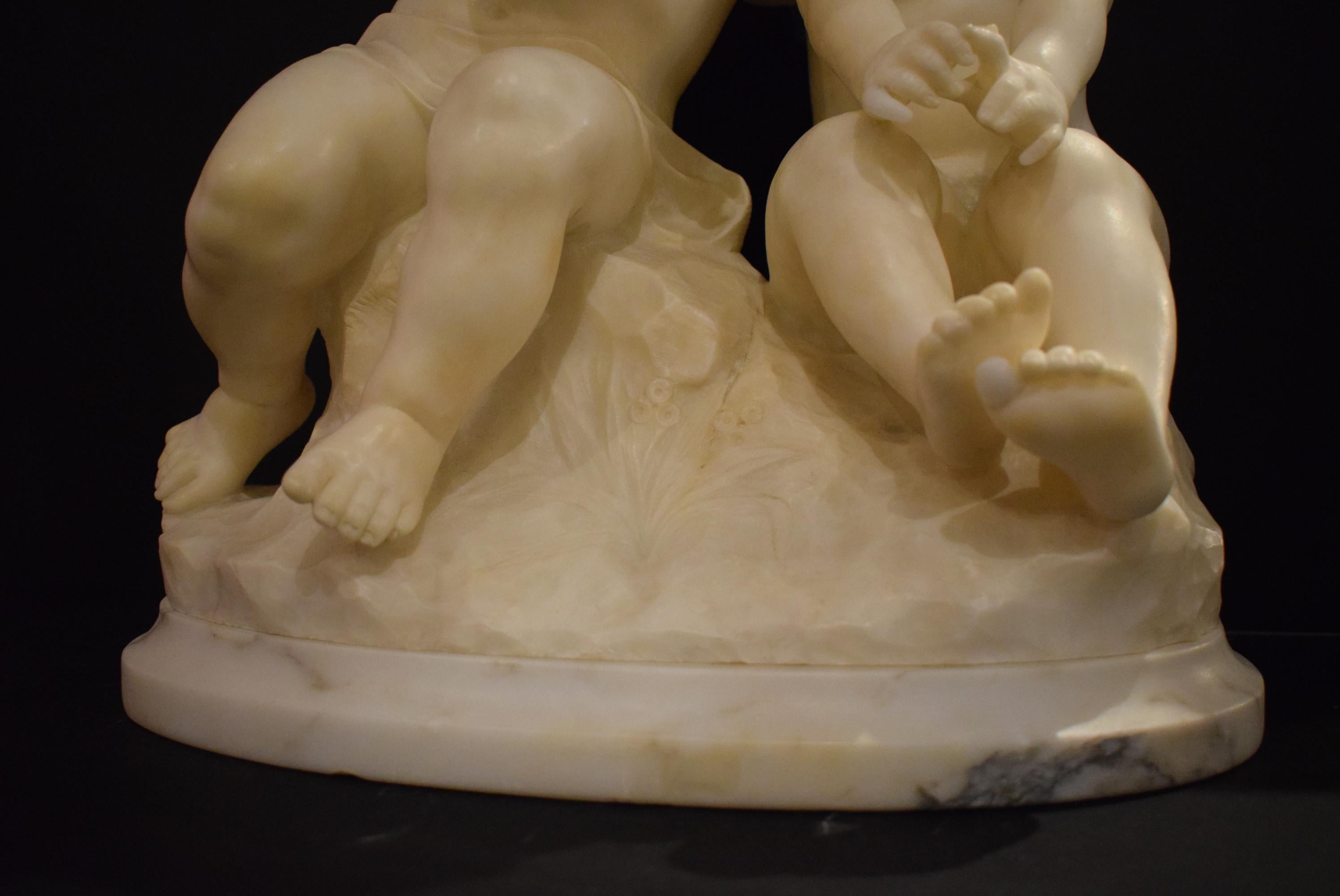 Very Fine Alabaster Statue of Children 1