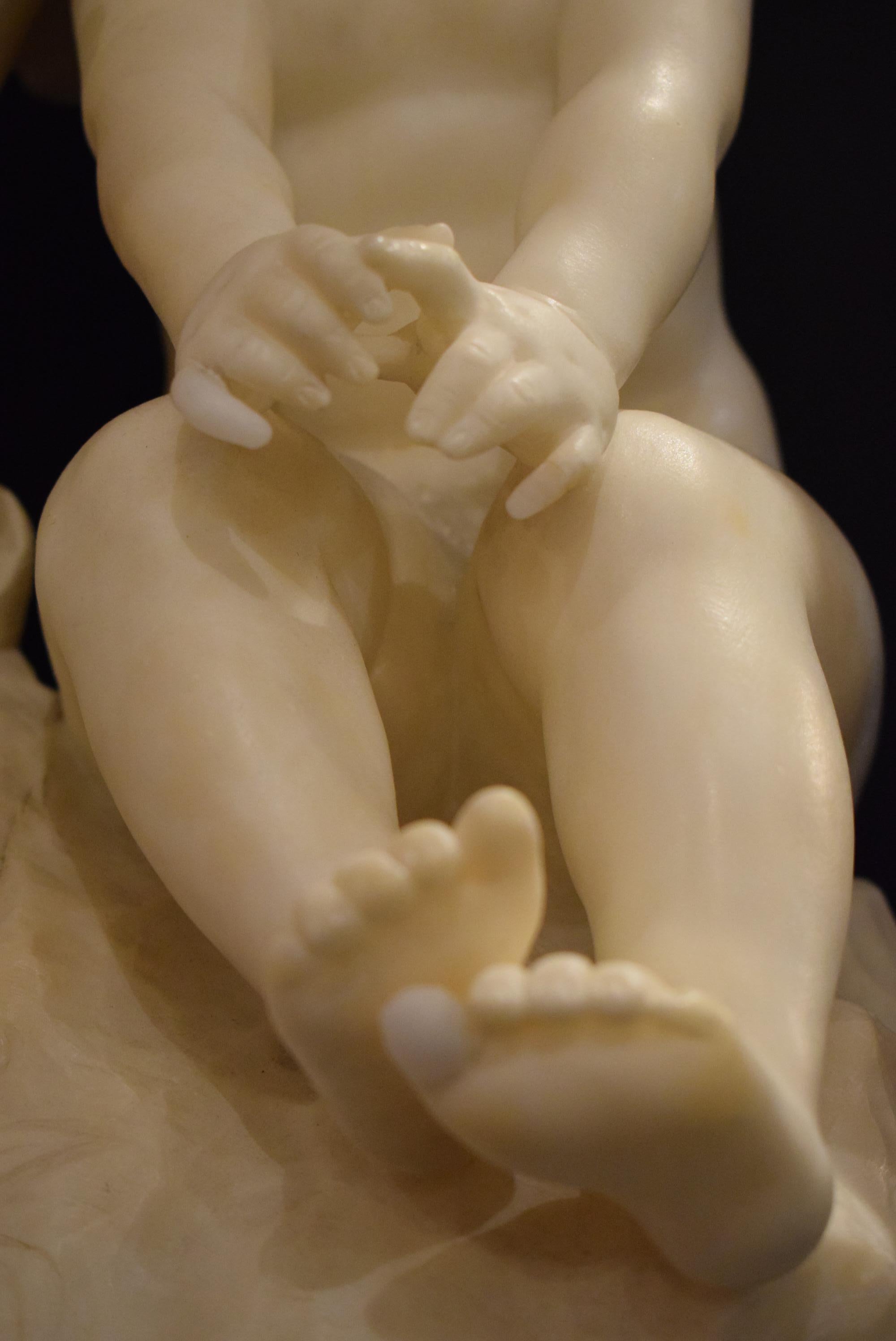 Very Fine Alabaster Statue of Children 3