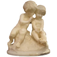 Very Fine Alabaster Statue of Children