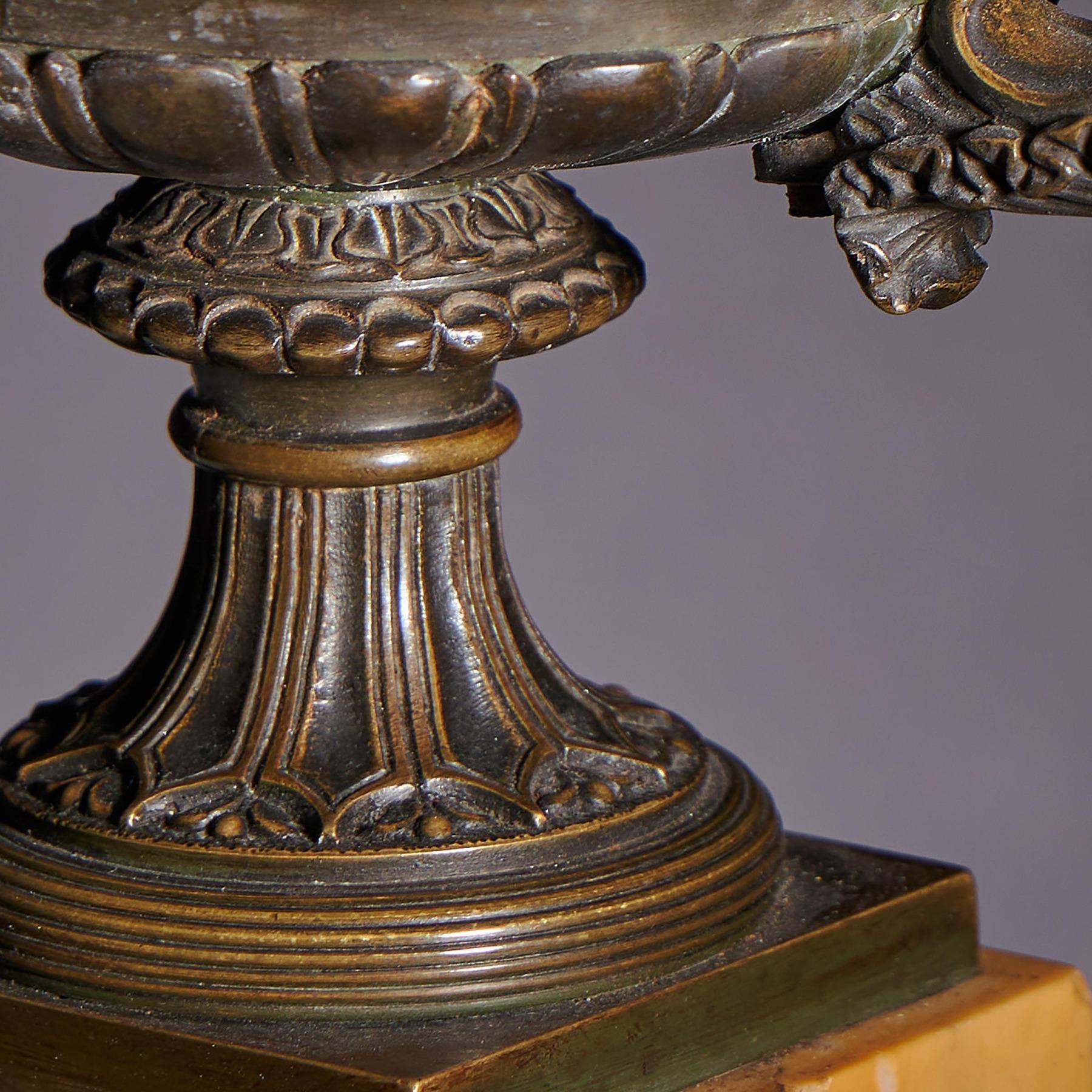 A Very Fine and Large Pair of Early 19th Century French Bronze and Marble Tazzas 8